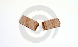 Chocolate waffle on a white background