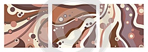 Chocolate wavy swirl background. Abstract chocolate waves, brown color flow. Vector illustration