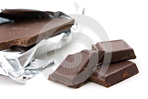 Chocolate on white background