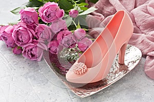 Chocolate woman shoe shape cake