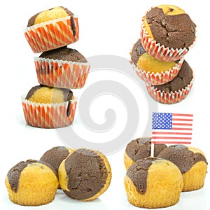 Chocolateand vanilla muffins collage