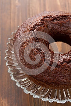 Chocolated cake on dish photo