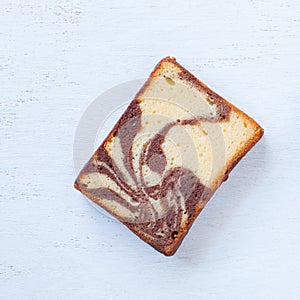 Chocolated and yellow butter marble cake photo