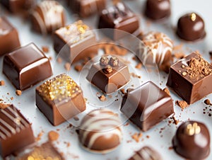 chocolates background with praline assortment chocolate sweets