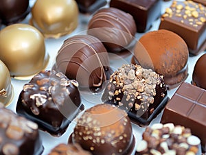 chocolates background with praline assortment chocolate sweets