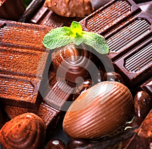 Chocolates background. Praline chocolate