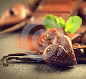 Chocolates background. Praline sweets