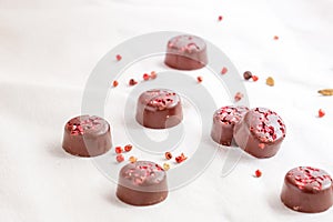 Chocolates isolated on white. Valantine\'s Day concept.