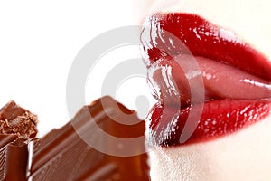 chocolates and red lips with tongue