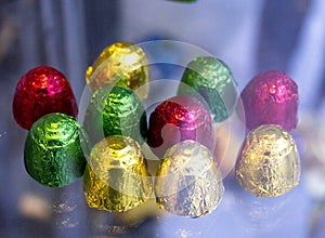 Chocolates wrapped in foil