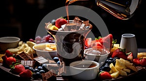 Decadent Chocolate Fondue With Artistic Flair photo