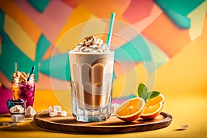 glass of chocolaty milk-shake photo