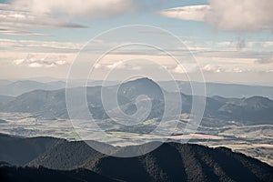 Chocske vrchy and Oravska Magura mountain ranges from Polana hill in autumn Nizke Tatry mountains in Slovakia