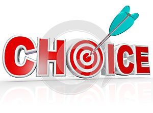 Choice Arrow in Target Bulls-Eye Word Best Option