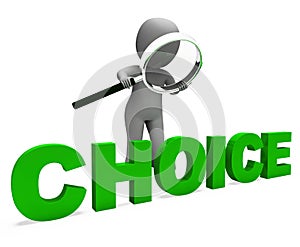 Choice Character Shows Choices Dilemma Or Options