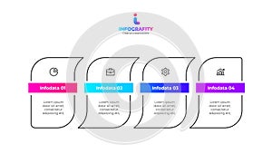 Choice diagram with 4 abstract frames and icons. Outline vector infographic for presentation and websites