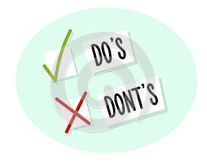 Choice between do`s and dont`s with checkboxes photo