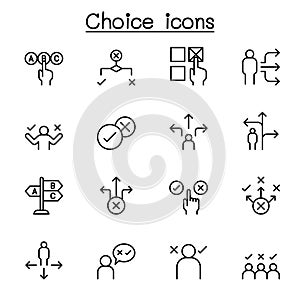 Choice icon set in thin line style