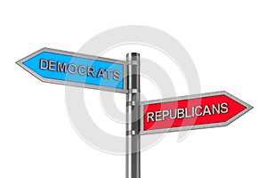 Choice between republicans and democrats. Isolated 3D illustration photo