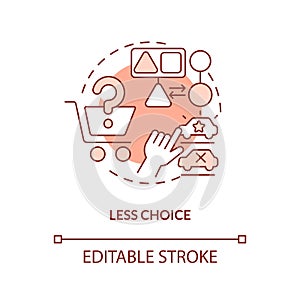 Less choice terracotta concept icon