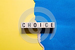 Choice word concept on cubes