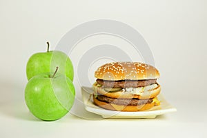 The choice is yours , fast food or vitamins unhealthy and healthy food