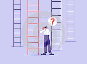 Choices career growth or ladder to get success concept