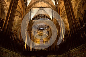 The choir of the Gothic cathedral of Barcelona