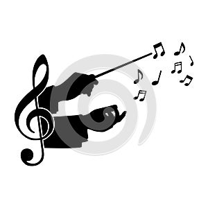 Choir guide music,  vector line illustration