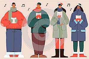 choir people singing christmas carol design vector illustration