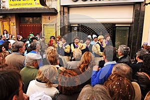 A choir performance of the street, Carnival of Cadiz, Andalusia, Spaina