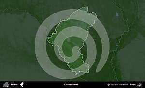 Chojniki District highlighted, Belarus. Physical
