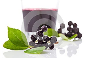 Chokeberries, Glass with aronia juice
