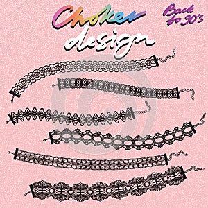 Choker design. Collection of chokers.