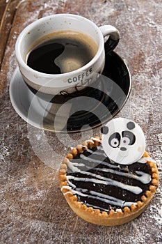 Chokolate cake on wood background