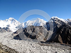 Chola Pass's Moraine in Himalaya photo