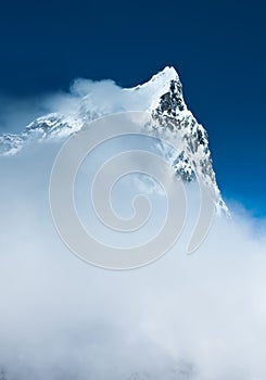 Cholatse 6335m summit hidden in clouds