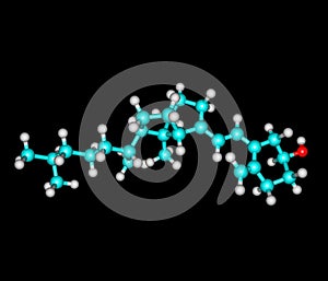 Cholecalciferol (D) molecular structure on black background