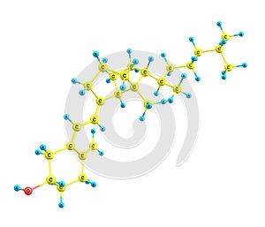 Cholecalciferol (D) molecular structure on white background