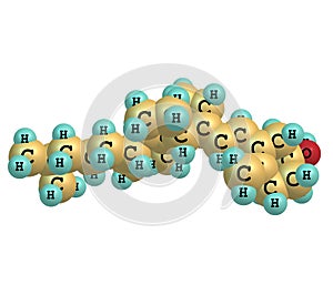 Cholecalciferol (D) molecular structure on white background
