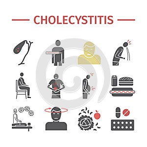 Cholecystitis flat icon Infographics. Vector signs for web graphics. photo