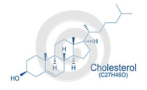 Cholesterol chemical formula on white background