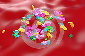 Cholesterol crystal deposition - isometric view 3d illustration