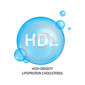 Cholesterol HDL type. Good cholesterin concept. High-density lipoprotein icon isolated on white background. Medical