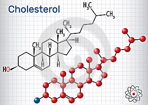 Cholesterol molecule. Structural chemical formula and molecule m