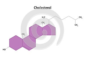 Cholesterol molecule. Structural formula.