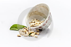 Choli or Chowli or raungi or Lobia or Black eyed pea isolated on white.