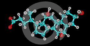 Cholic acid molecular structure isolated on black