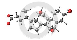 Cholic acid molecular structure isolated on white