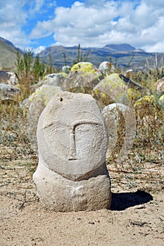 Cholpon Ata ancient statue, Issyk Kul, Kyrgyzstan